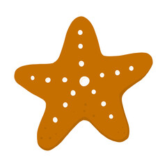 Christmas gingerbread star. New Year s dessert. Sweets for Christmas. Vector, flat style