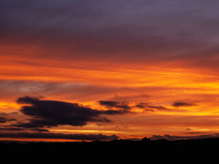 Nature scene with spectacular colorful sky. Rich warm and cool tone.