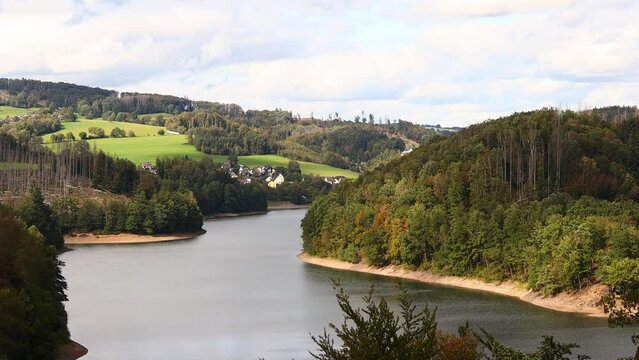 the german aggertalsperre dam from above video