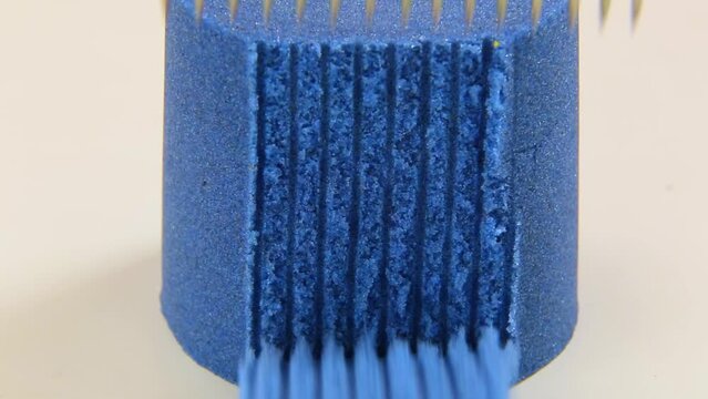 Cutting kinetic sand,blue . ASMR. Satisfactory ASMR videos with sound. Relaxing videos.