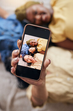 Woman, lesbian couple and child in selfie on floor for social media, photography or online post together at home. Portrait of happy gay women and little boy or kid smile in adoption, photo or picture