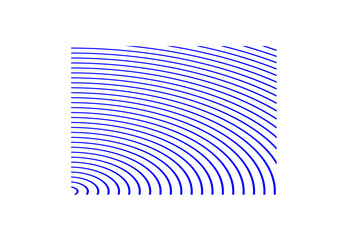 rechteck enthält eine vielzahl gekrümmter blauer linien, die sich von einem zentrum ausbreiten, modernes abstraktes design