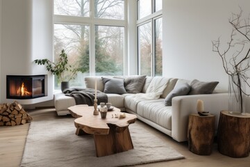 Fototapeta premium living room with fireplace