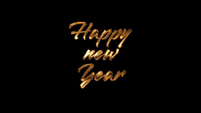 happy new year text annimation with gold text animated
