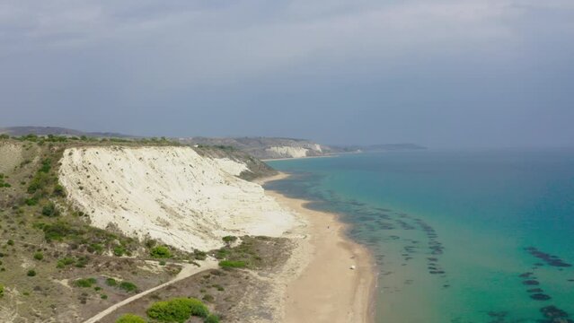Aerial view of Torre Salsa Beach. Drone video of Torre Salsa, Sicily, Agrigento. 
