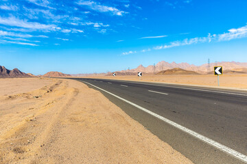 Road in Sahara desert in Egypt - obrazy, fototapety, plakaty