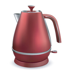 Traditional stainless steel stovetop kettle isolated on white background. Vector illustration