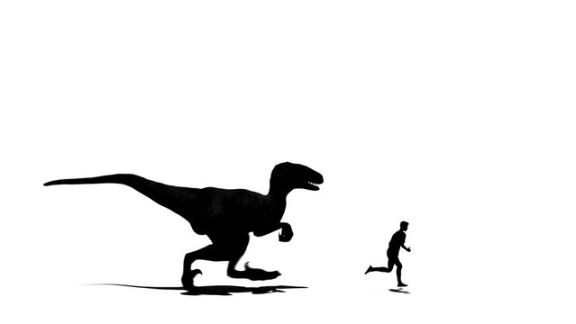 Dinosaur chasing man silhouette