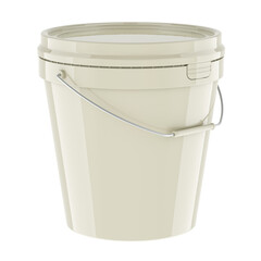 White Plastic Paint Bucket, 3D rendering isolated on transparent background