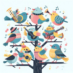 birds singing above the trees