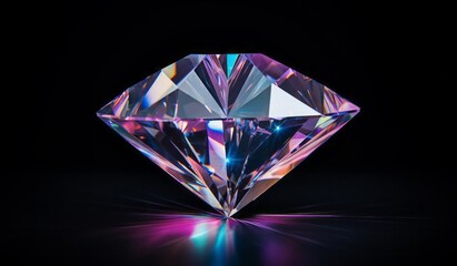 A Precious Diamond Shines Against a Dark Background, Exuding Luxury and Elegance
