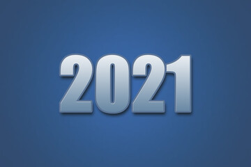 Year 2021 numeric typography text design on gradient color background. 2021 calendar year design.