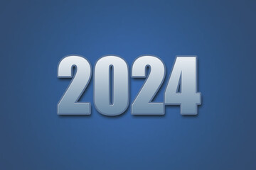 Year 2024 numeric typography text design on gradient color background. 2024 calendar year design.