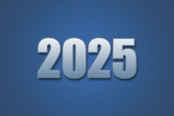 Year 2025 numeric typography text design on gradient color background. 2025 calendar year design.