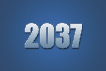 Year 2037 numeric typography text design on gradient color background. 2037 calendar year design.