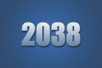 Year 2038 numeric typography text design on gradient color background. 2038 calendar year design.