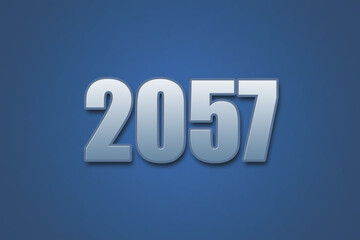 Year 2057 numeric typography text design on gradient color background. 2057 calendar year design.