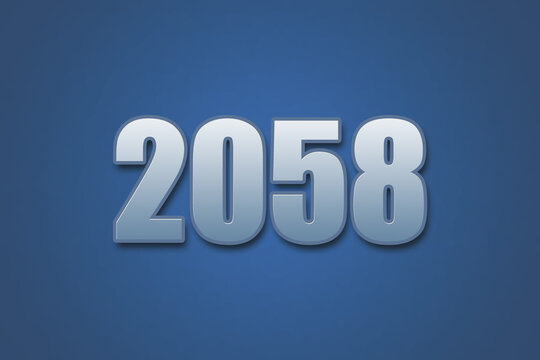 Year 2058 numeric typography text design on gradient color background. 2058 calendar year design.