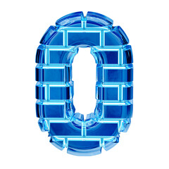 Symbol made of blue ice bricks. number 0