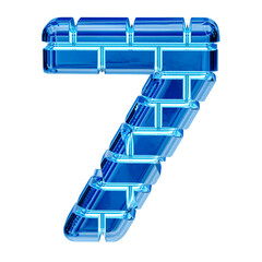Symbol made of blue ice bricks. number 7