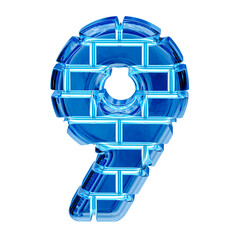 Symbol made of blue ice bricks. number 9