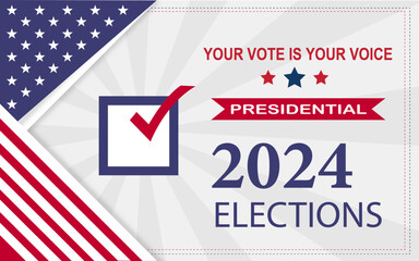 2024 USA Presidential Election Banner Design with US Flag Concept