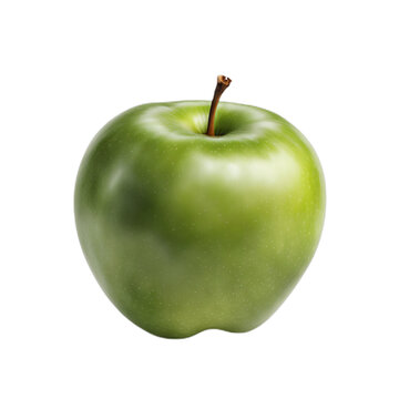 Uma maçã verde isolada, flutuando no fundo transparente, sem fundo, png.