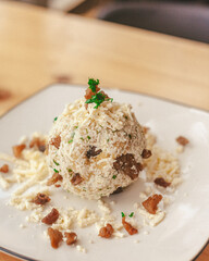 banana bolon - meal - platano - banana - egg tortilla - comida - gastronimia - peanut - 
sausage