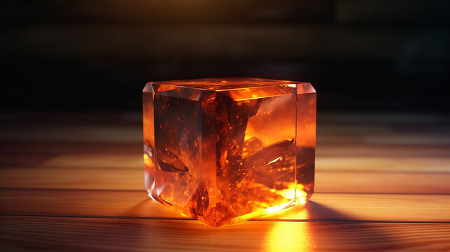 Amber cuboid cube gemstone beads illustration image AI generated art