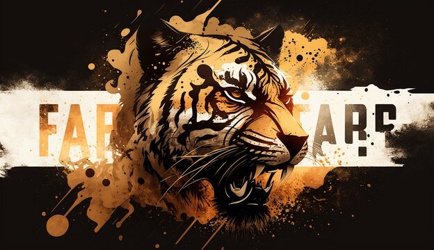 Angry tiger face pictorial mark logo illustration image Ai generated art