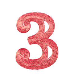 Symbol made of pink dollar signs. number 3 © oleg