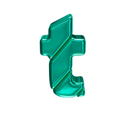 Turquoise block symbol. letter t