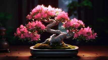 Azalea bonsai tree ultra detailed realistic artificial illustration picture AI generated art