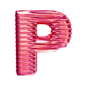Pink symbol with ribbed horizontal. letter p