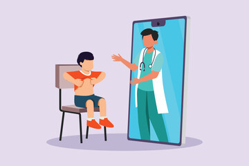 Medical examination at clinic. Medical concept. Colored flat vector illustration isolated.