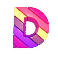 Symbol made of colored diagonal blocks. letter d