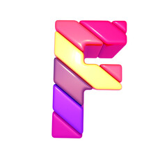 Symbol made of colored diagonal blocks. letter f