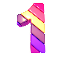 Symbol made of colored diagonal blocks. number 1