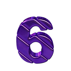 Symbol made of diagonal purple blocks. number 6