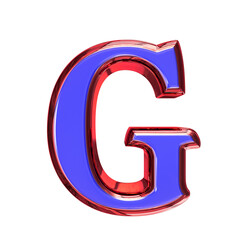Blue symbol in a red frame. letter g