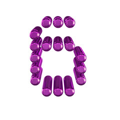 Symbol made of 3d cylinders. number 6