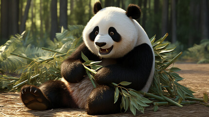 3d cute panda character, generative ai