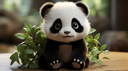 3d cute panda character, generative ai