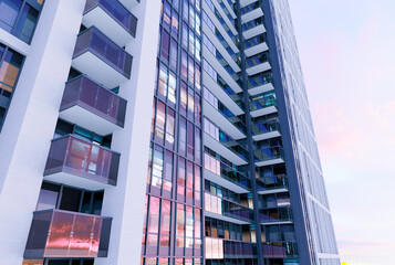 Fototapeta premium Modern office building detail, Business vision concept. 3D render