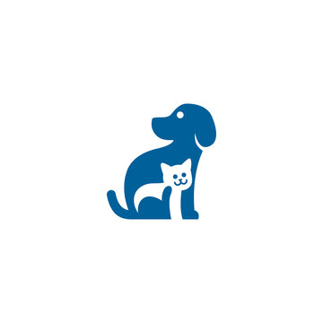 cat dog negative space logo icon