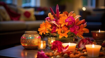 Naklejka na ściany i meble Diwali Flower Decorations