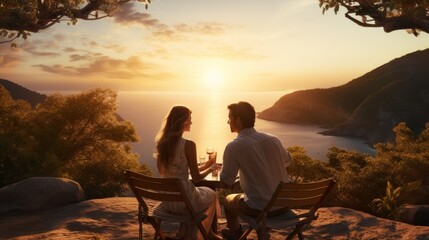 A couple enjoying a romantic getaway at a beautiful and scenic destination, celebrating their love and connection.