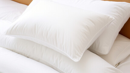 White Bed with Comfy Pillow and Cozy Comforter, Inviting and Clean.