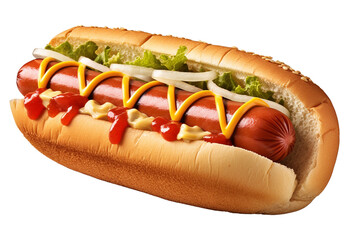 A Hot Dog isolated on transparent or white background, png