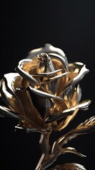 Beautiful futuristic silver gold rose giving hd wallpaper image AI generated art